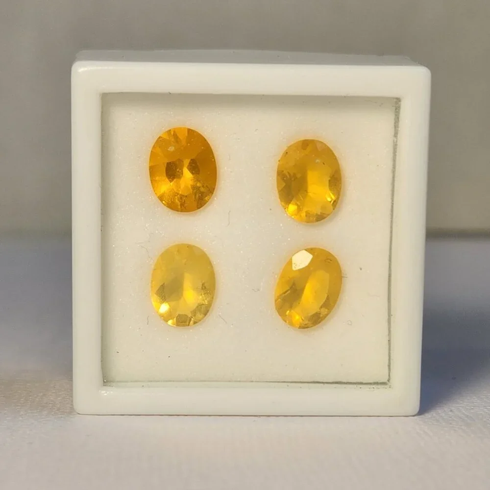 VTG Labeled Genuine Fire Opal 4.91ctw 9x7mm Oval Set of 4 Loose Gemstones - Picture 6 of 9
